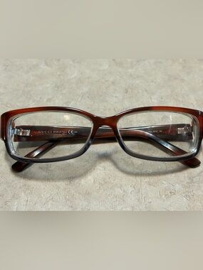 Gucci Brown to Gray Gradient Square Optical Glasses